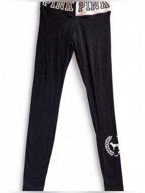 PINK Victoria’s Secret Black Logo Leggings XS Y2K Yoga Athletic Lounge